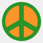Groen vredesteken ronde sticker (Voorkant)