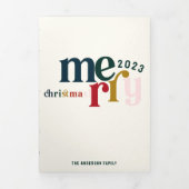 Groen Vrolijk Kerstfeest Multiphoto Drieluik Wenskaart (Cover)