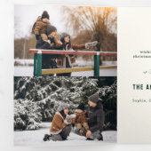 Groen Vrolijk Kerstfeest Multiphoto Drieluik Wenskaart (Binnenzijde eerst)