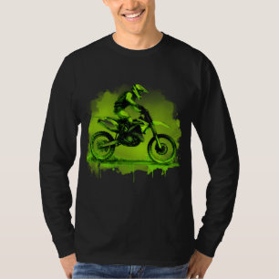 Groen Water Kleur Dirt Bike T-shirt
