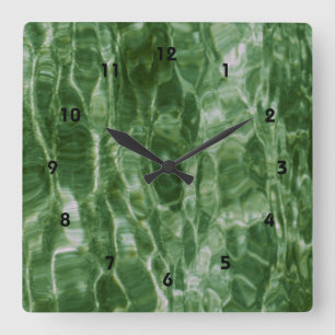 Groen water vierkante klok