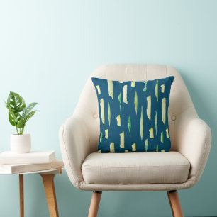 Groen Waterverf Abstracte Kwaststreken Patroon Kussen