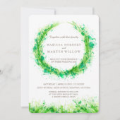 Groen waterverf gras bruiloft uitnodigingen (Voorkant)