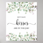 Groen Waterverf Hoeveel Kusjes Bord Poster (Voorkant)