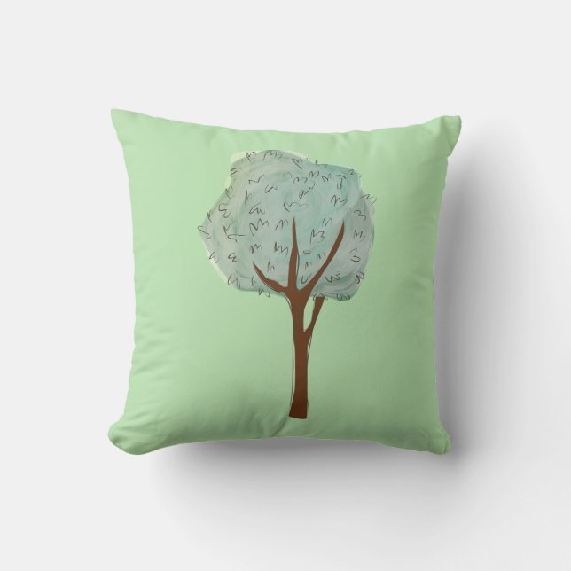 Groen waterverf kussen (Voorkant)
