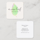 Groen Waterverf Leaf Square Visitekaartje (Voorkant / Achterkant)