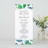 groen Waterverf loof bruiloft bruiloft ceremonie Programma (Staand voorkant)