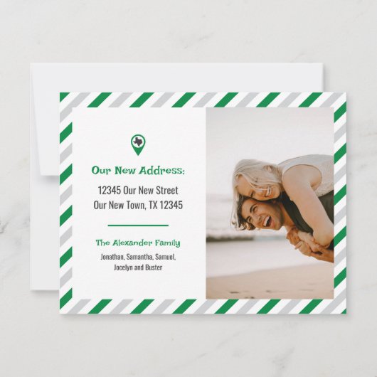 Groen We hebben gestreepte bewegende foto verplaat (Achterkant)