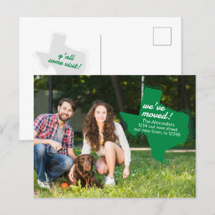 Groen We hebben verhuisd - Dotted Texas Moving Briefkaart