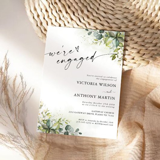 Groen We zijn verloofd Uitnodiging