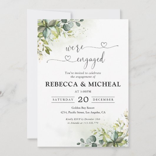 Groen We zijn verloofd Uitnodiging (Voorkant)