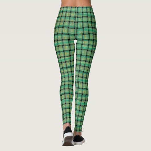 Groen Weave Patroon op Aangepaste Leggings (Achterkant)