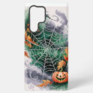 Groen webpatroon Samsung Galaxy S22 Ultra hoes Hoesje