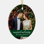 Groen weddenschap en bruinbruidjes keramisch ornament (Rechts)
