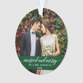 Groen weddenschap en bruinbruidjes ornament (voorkant)