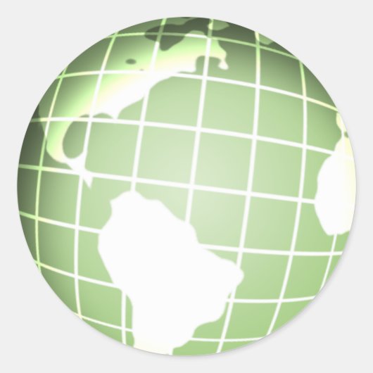 Groen Wereldbol Ronde Sticker (Voorkant)