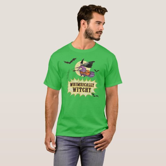 GROEN Whimsally Witchy Basic-T w/QR-code T-shirt (Voorkant volledig)