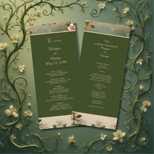 Groen Whimsical Middeleeuws Bos Wedding programma