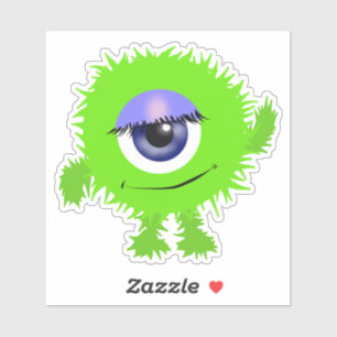 Groen Whimsical One-Eyed Monster 4 x 4 Sticker