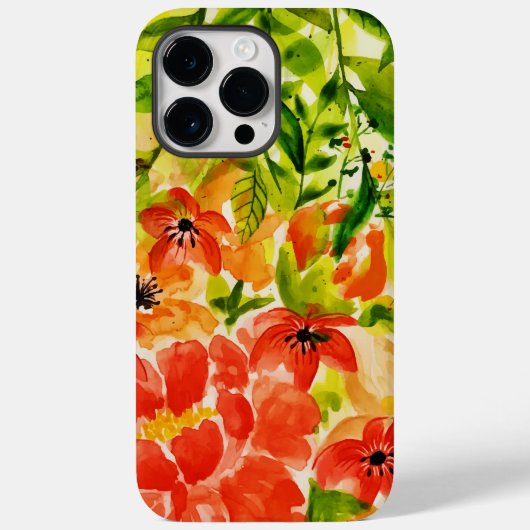 Groen Wildbloeiende koraalbloemen Waterverf Case-Mate iPhone Case (Achterkant)