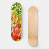 Groen Wildbloeiende koraalbloemen Waterverf Skateboard (Voorkant)