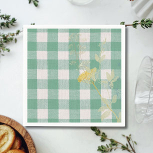 Groen   Wilde bloem Gingham geruit boerderijstijl Servet