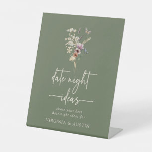 Groen Wildflower Boho Date Night Bord Reclamebord Met Voetstuk