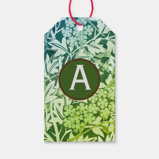 GROEN WILLIAM MORRIS GIFT LABELS CUSTOM INITIAAL CADEAULABEL (Voorkant)
