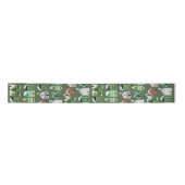 Groen winterhuis kerstsatin Ribbon Lint (Voorkant)
