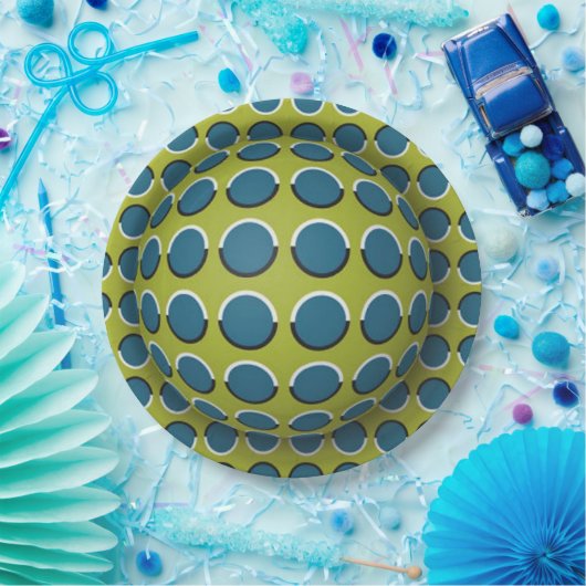 Groen Wit 3D Optisch Effect Document Partij Bord (Feest)