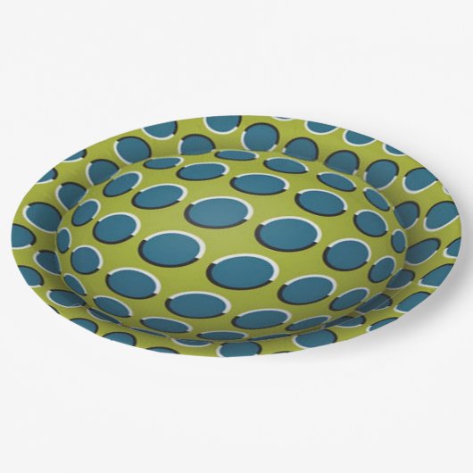 Groen Wit 3D Optisch Effect Document Partij Bord (Gekanteld)