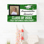 Groen Wit Aangepaste Foto Afstuderen Teken Spandoek (Insitu)