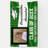 Groen Wit Aangepaste Foto Afstuderen Teken Spandoek (Verticaal)