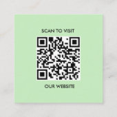 Groen Wit Aangepaste Logo en QR Code Vierkante Visitekaartje (Achterkant)