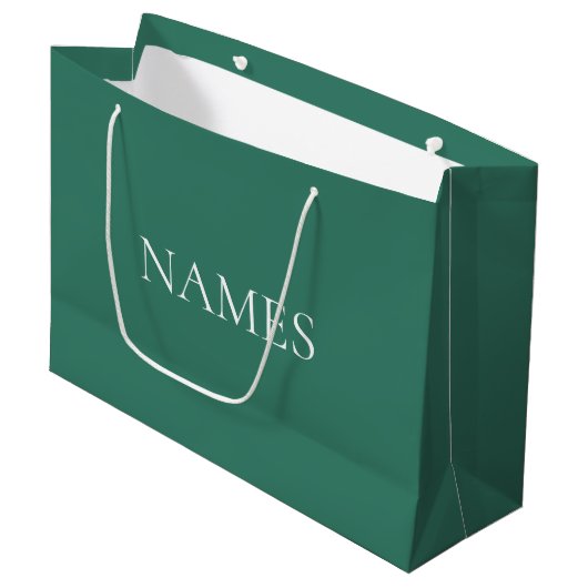 Groen & Wit Aangepaste Naam Groot Cadeauzakje (Voorkant Gekanteld)
