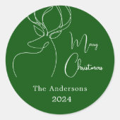 Groen wit abstract rendier moderne kerst ronde sticker (Voorkant)