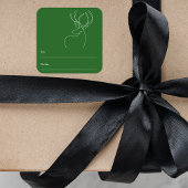 Groen wit abstract rendier moderne kerst vierkante sticker
