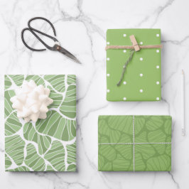 Groen & Wit Abstracte Vorm Inpakpapier Vel