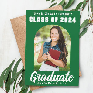 Groen wit Afstuderen Foto Modern Bold Afstuderen Aankondiging