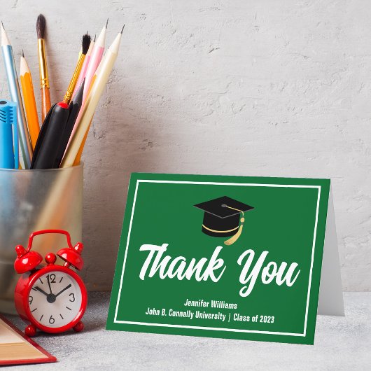 Groen Wit Afstuderen gepersonaliseerd 2025 Afstude Bedankkaart