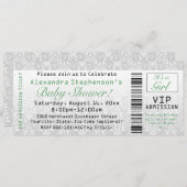 Groen/Wit Baby shower Ticket Uitnodigingen (Voorkant / Achterkant)