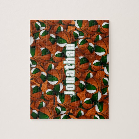 groen wit basketbal jongens meisjes team kleuren legpuzzel (Verticaal)