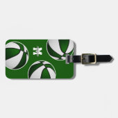 Groen Wit Basketbal Reizen Team Kleuren Bagagelabel (Voorkant horizontaal)