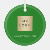 Groen wit bedrijf logo glas ornament (Voorkant)