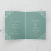 Groen wit blad monogram kunst tweekleurige bruilof programma (Binnen)