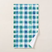 Groen Wit Blauw Plaid Stripes Kerstmis Bad Handdoek (Handdoek)