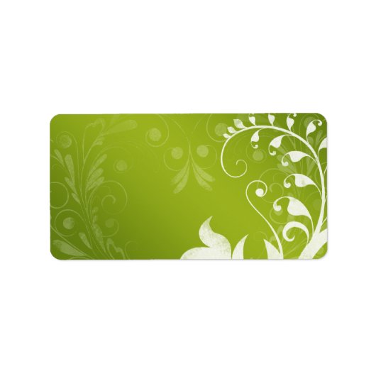 Groen Wit Bloemen Bruiloft Blank Adres Label (Voorkant)