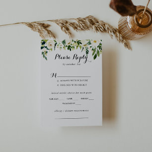 Groen Wit Bloemen Bruiloft Menu Keuze RSVP
