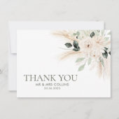 Groen Wit Bloemen Dank u kaart Flat VICTORIA (Voorkant)