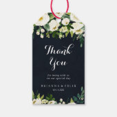 Groen Wit Bloemen Koninklijk Blauw Bruiloft Dank u Cadeaulabel (Voorkant)